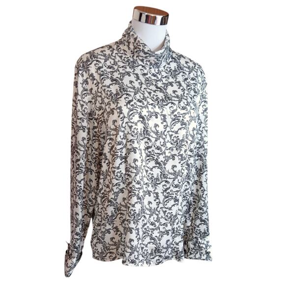 VINTAGE Satin Blouse Top Shirt 12 High Neck Classic Timeless CareerOffice Dressy - Picture 13 of 13